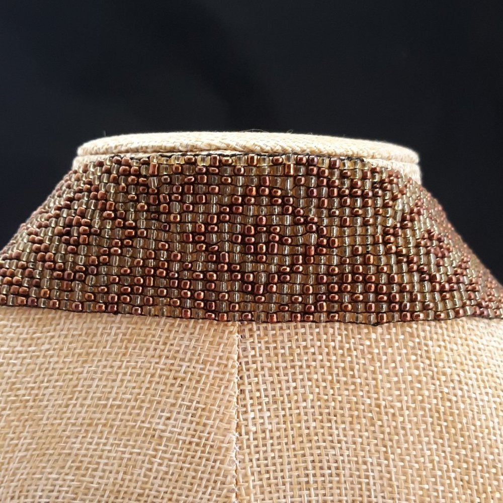 Geometric Pattern Loom Beaded Earth Tone Necklace - Picture 10 of 13